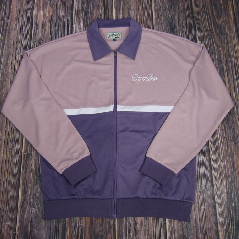 Bogey Boys Track Jacket Mens Large Purple Colorblock Full Zip Golf Retro Sport
